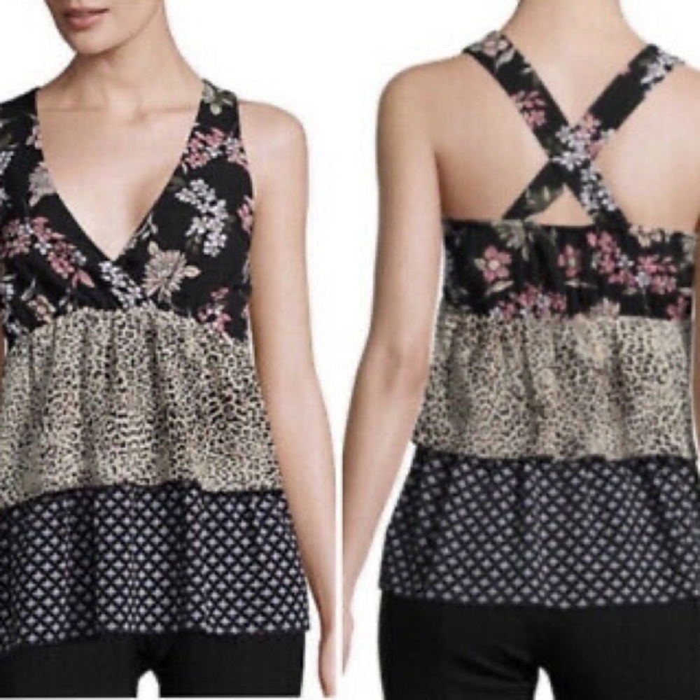 Libby Elderman Tiered Multi Pattern Tank Top, Siz… - image 2